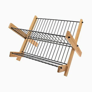 Escurreplatos de bambú dos niveles