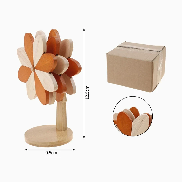 Posavasos de madera Exlin en forma de flor 12.5×9.5 cm 2
