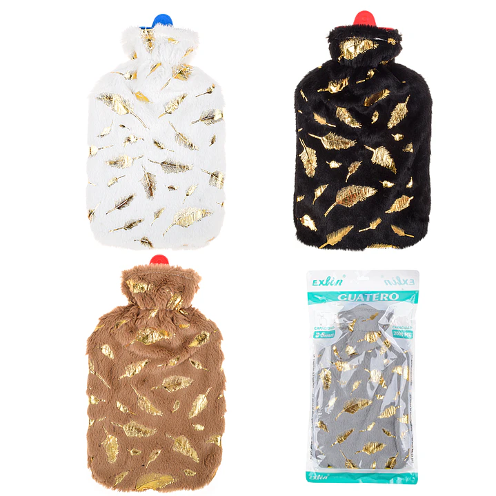 Bolsa de Agua Caliente 2 Litros – Diseño Hoja de Oro 1
