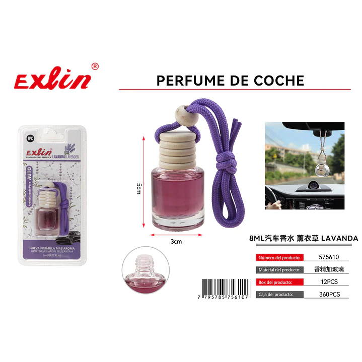 Perfume para Auto Aroma Lavanda (8 ml) – Frescura y Relajación en Cada Viaje 1