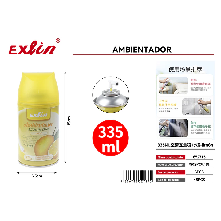 Ambientador de Limón 335 ml – Pack Aerosol para Dosificador 1