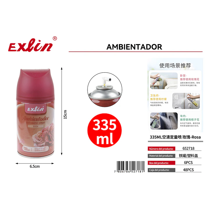Ambientador de Rosas Exlin (335 ml) – Frescura Floral Prolongada 1