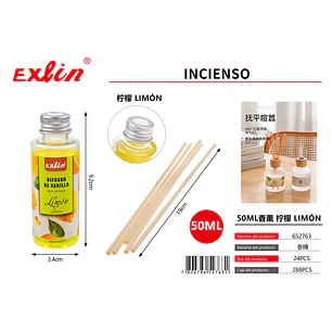 Difusor de Aroma a Limón Exlin 50 ml – Ambientador Cítrico con Varillas