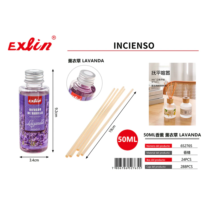 Difusor de Aroma a Lavanda con Varillas 50 ml 1