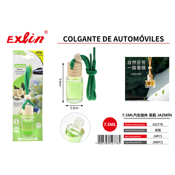 Aromatizante Colgante para Auto de Jazmín  (7.5 ml) – Fragancia Premium y Duradera 1