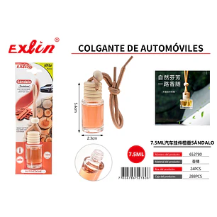 Ambientador de Coche con Aroma a Sándalo  (7,5 ml) – Perfume Premium Colgante de Larga Duración