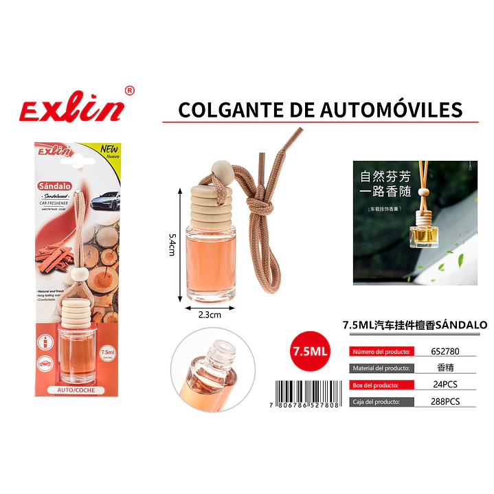 Ambientador de Coche con Aroma a Sándalo  (7,5 ml) – Perfume Premium Colgante de Larga Duración 1