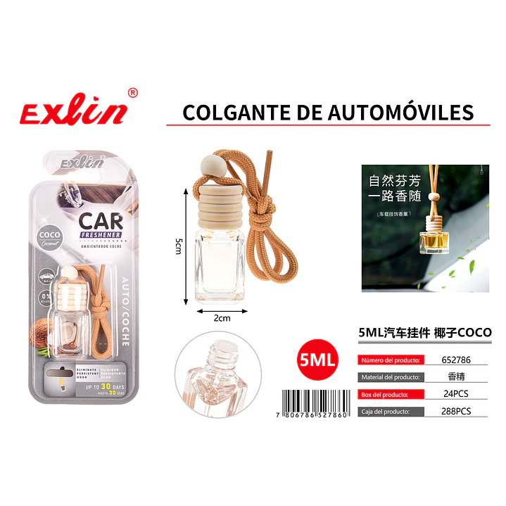 Aromatizante para Auto Colgante Aroma Coco - 5 ml 1
