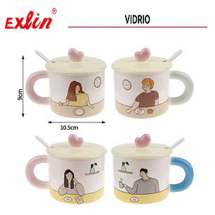 Taza con dibujos de pareja