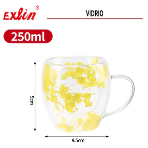 Taza de Vidrio con Diseño de Hojas