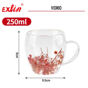 Taza de vidrio con flores secas – 250 ml