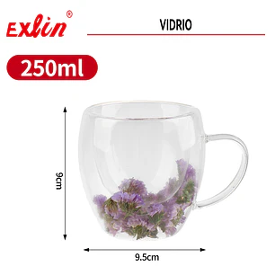 Taza de vidrio con flores secas – 250 ml