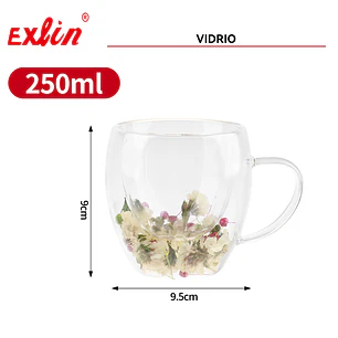 Taza de vidrio con flores secas – 250 ml