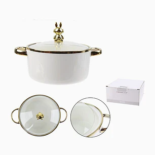 Olla cerámica decorativa dorada