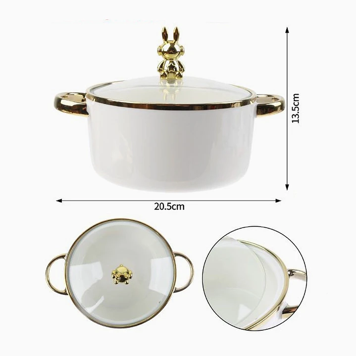 Olla cerámica decorativa dorada 2