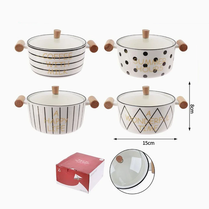 Olla Cerámica Decorativa Exlin con madera  2