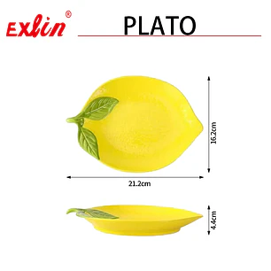 Plato Redondo de Cerámica con Diseño de Limón