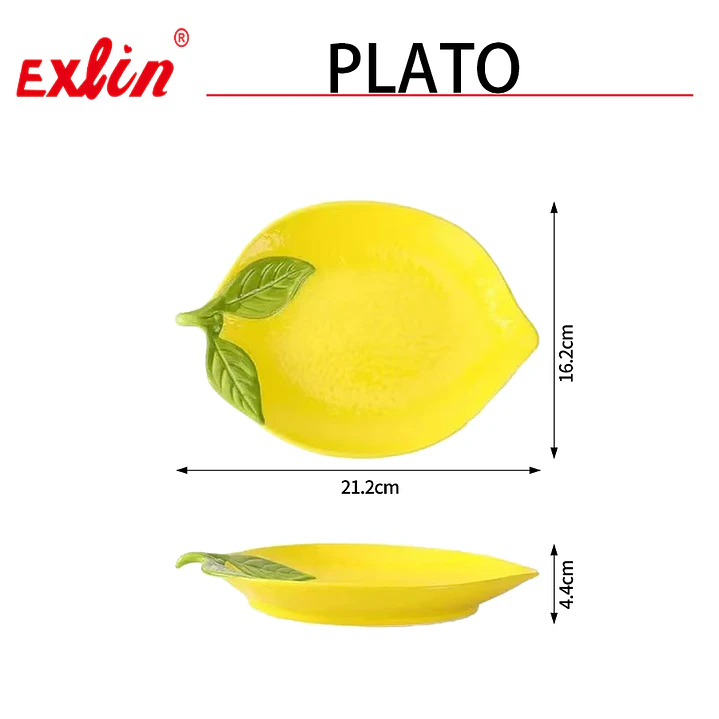Plato Redondo de Cerámica con Diseño de Limón 1