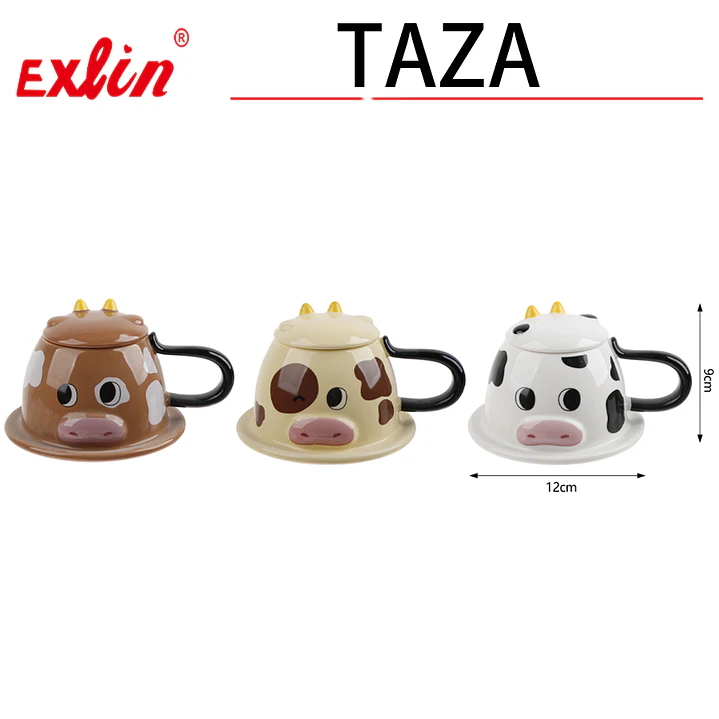 Taza de Cerámica Diseño Vaquita con Tapa - 320ml 1