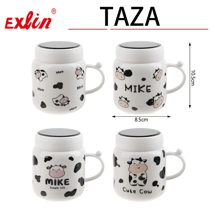 Taza de Cerámica Vaquita Térmica con Tapa de Espejo – 450 ml 1