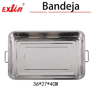 Bandeja de Acero Inoxidable con Asas – 36x27x4 cm