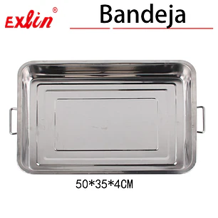 Bandeja de Acero Inoxidable con Asas – 50x35x4 cm