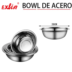 Bowl de Acero Inoxidable Grande para Mezclar y Servir – 28 cm
