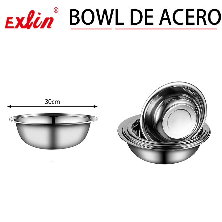 Bowl de Acero Inoxidable Extra Grande para Mezclar y Repostería – 30 cm 1