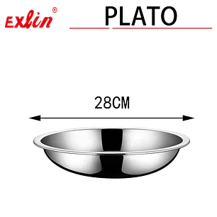Plato Hondo de Acero Inoxidable Grande para Camping y Hogar – 28 cm