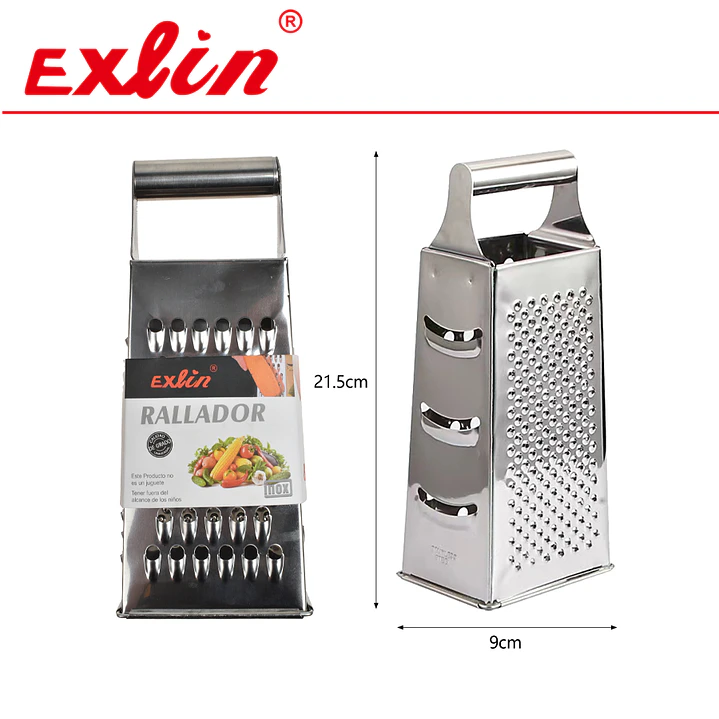 Rallador de Queso y Verduras de Acero Inoxidable de 4 Caras – 21.5 cm 1
