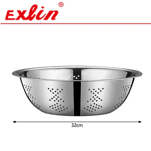 Colador Bowl de Acero Inoxidable Grande para Pastas y Verduras – 32 cm