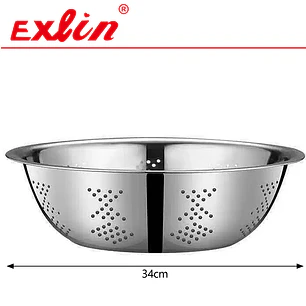 Colador Bowl de Acero Inoxidable Gigante para Pastas y Verduras – 34 cm