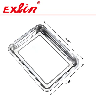 Bandeja Rectangular de Acero Inoxidable para Horno, Banquetes y Quincho – 45 x 35 cm