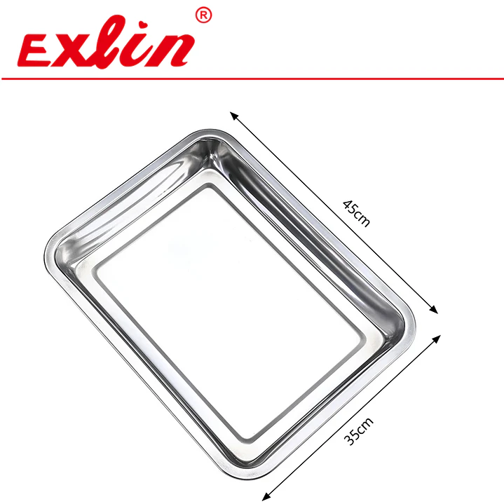 Bandeja Rectangular de Acero Inoxidable para Horno, Banquetes y Quincho – 45 x 35 cm 1