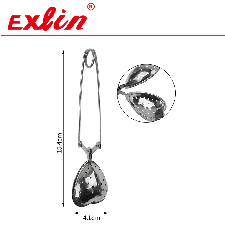 Infusor de Té con Pinza en Forma de Corazón de Acero Inoxidable – 15.4 cm 1