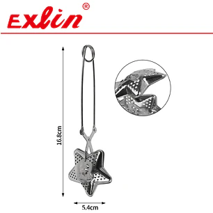 Infusor de Té con Pinza en Forma de Estrella de Acero Inoxidable – 16.8 cm