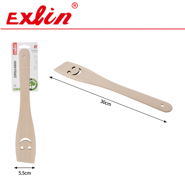 Espátula de Madera con Diseño Cara Feliz - 30 cm 1