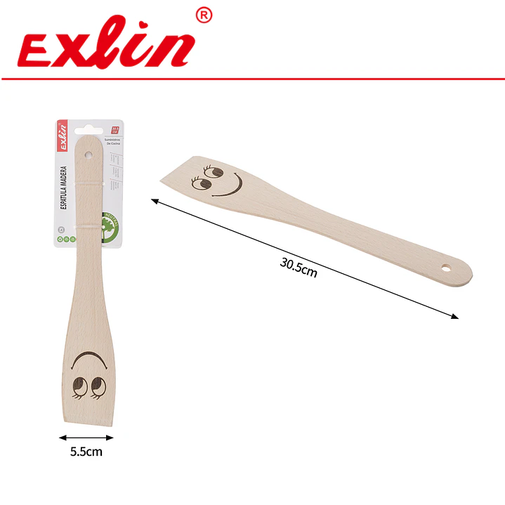 Espátula de Madera con Diseño Carita Animada - 30.5 cm  1