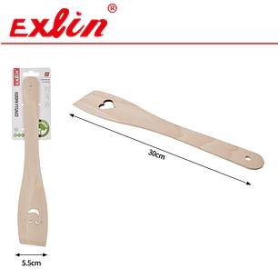 Espátula de Madera con Diseño Corazón Calado - 30 cm