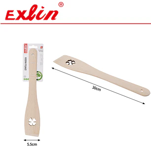 Espátula de Madera con Diseño Trébol Calado - 30 cm