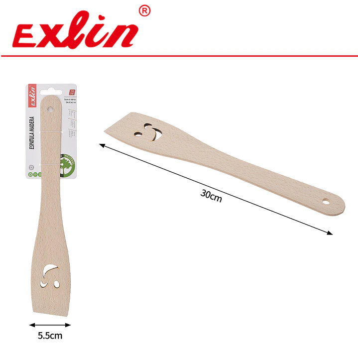 Espátula de Madera con Diseño Carita Guiño - 30 cm 1