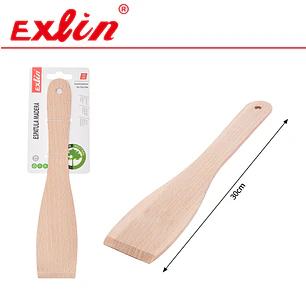 Espátula de Madera Ergonómica 30.5 cm – Pala Plana de Cocina Curva Antiadherente