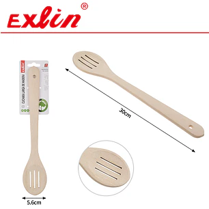 Espátula de Madera Calada con Ranuras 30.5 cm – Pala Plana Escurridora de Cocina