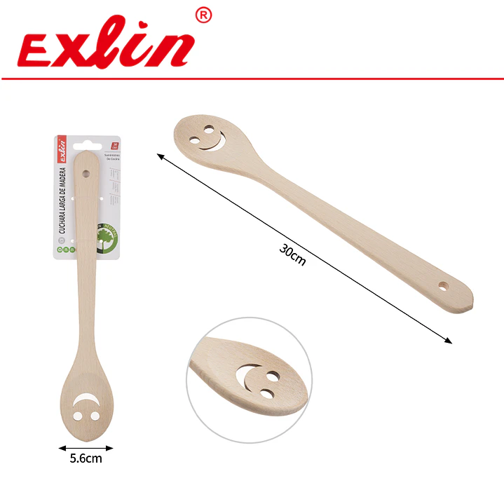 Cuchara de Madera con Carita Feliz - 30 cm 1