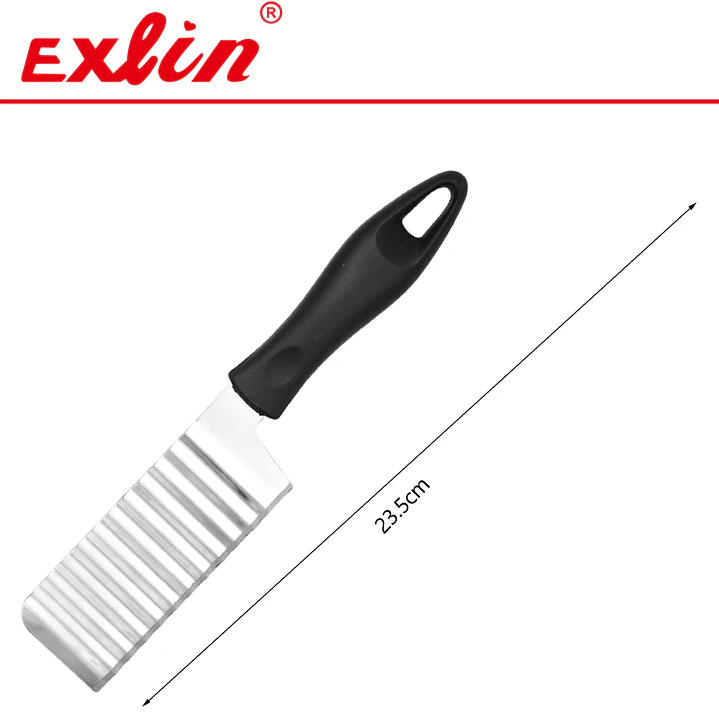 Picador Rizado de Verduras Rectangular de Acero Inoxidable - 23.5 cm  1