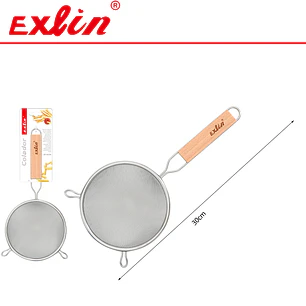Colador de Cocina de Acero Inoxidable con Mango de Madera - 14cm