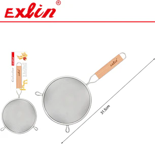 Colador de Malla Fina de Acero Inoxidable con Mango de Madera - 16cm