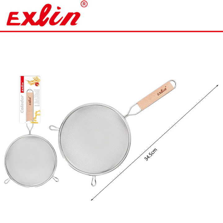 Colador de Malla Fina de Acero Inoxidable con Mango de Madera - 18cm 1