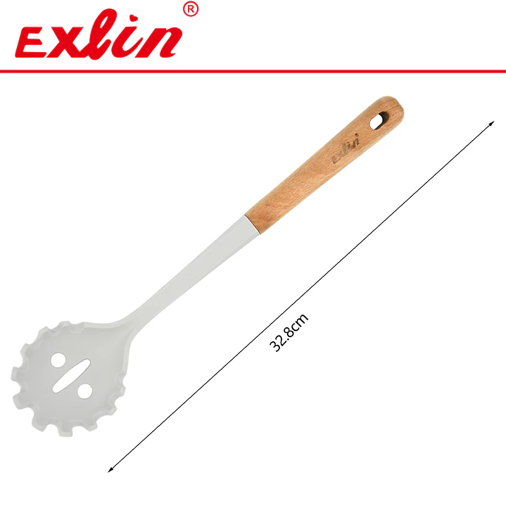 Cuchara para Pastas de Silicona con Mango de Madera - 32.8cm  1
