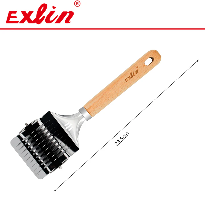 Ablandador de Carne de Acero Inoxidable con Mango de Madera - 23.5cm 1